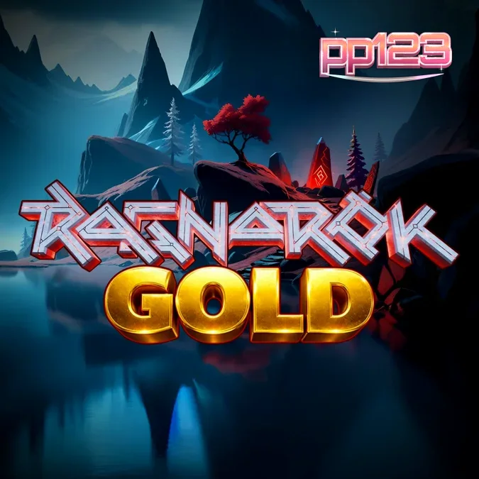 Tampilan visual slot Ragnarok Gold dengan latar belakang lanskap vulkanik dan elemen mitologi Norse.